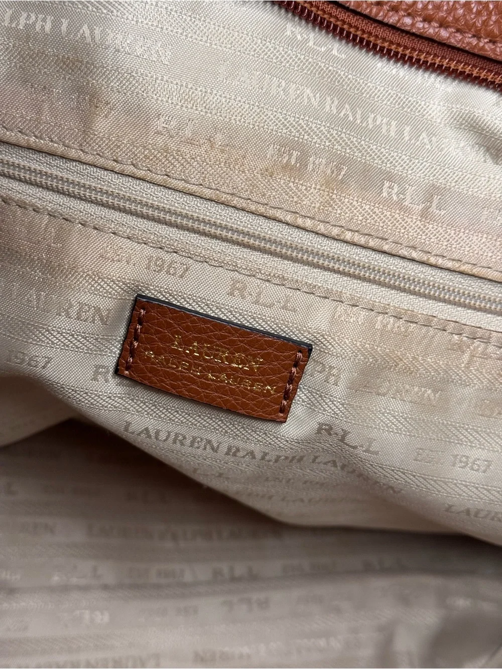 Ralph Lauren Floral Canvas Tote in Cream, Brown, Pink and Navy